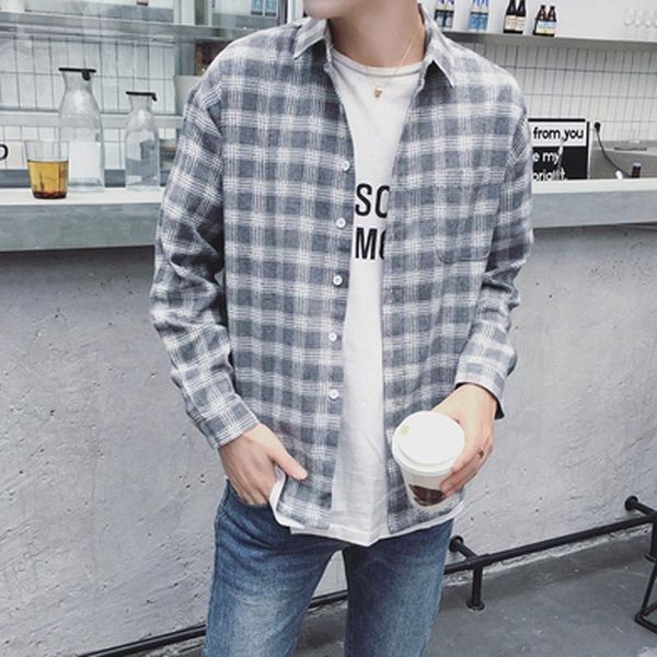 men's casual shirts hzirip 2021 spring and autumn gray plaid jacket shirt personality versatile youth long-sleeved lapel, White;black
men's casual shirts hzirip 2021 spring and autumn gray plaid jacket shirt personality versatile youth long-sleeved lapel, White;black