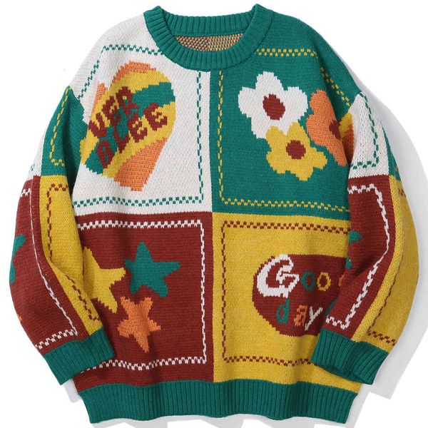men's sweaters tie harajuku colour of vintage shredded block mesh sweater streetwear flower star heart print casual autumn, White;black
men's sweaters tie harajuku colour of vintage shredded block mesh sweater streetwear flower star heart print casual autumn, White;black
