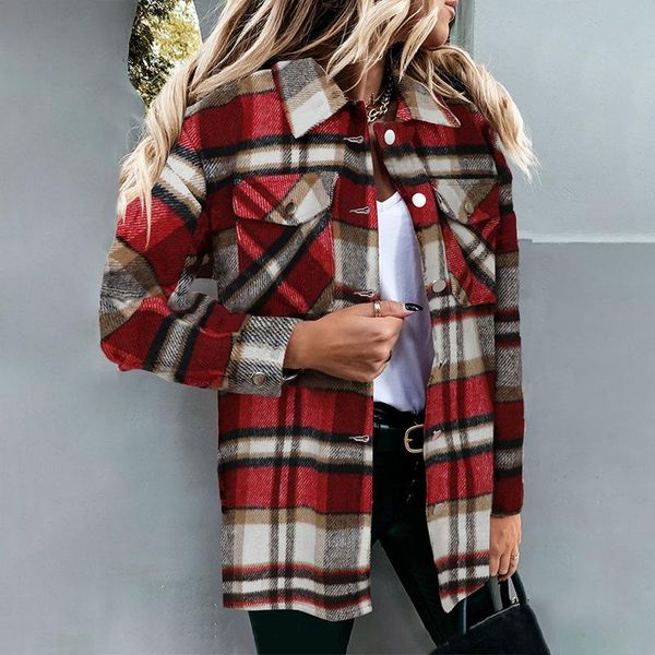 women's jackets fall/winter 2021 plaid shirt women buttoned casual, Black;brown
women's jackets fall/winter 2021 plaid shirt women buttoned casual, Black;brown