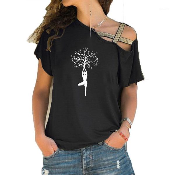 women's t-shirt women lady tree print t shirt short sleeve fashion tshirt irregular skew cross bandage tee, White
women's t-shirt women lady tree print t shirt short sleeve fashion tshirt irregular skew cross bandage tee, White