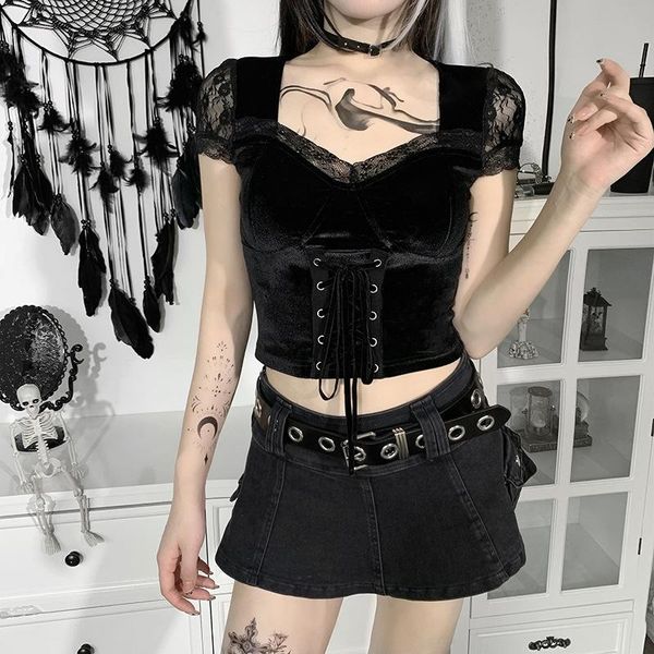 women's t-shirt velvet mall gothic punk women cloth grunge aesthetic vintage lace summer crop emo bodycon pleated egirl clothing, White
women's t-shirt velvet mall gothic punk women cloth grunge aesthetic vintage lace summer crop emo bodycon pleated egirl clothing, White