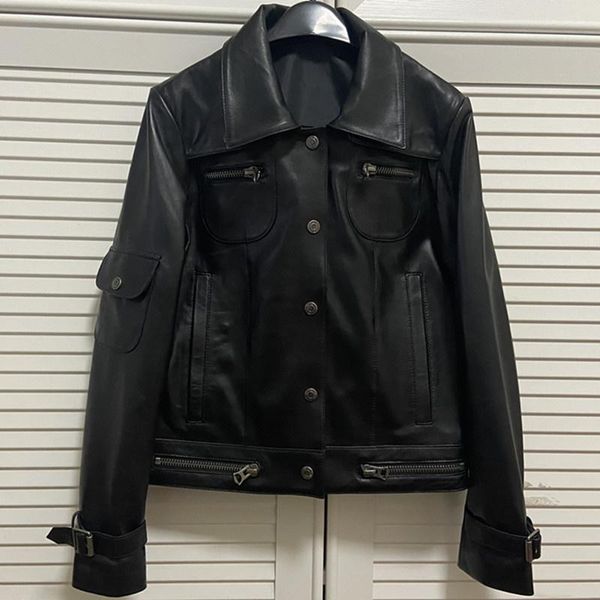 women's leather & faux gu.seemio factory women genuine jacket 100% sheepskin lamb lady thin coat fashion motorcycle high quality, Black
women's leather & faux gu.seemio factory women genuine jacket 100% sheepskin lamb lady thin coat fashion motorcycle high quality, Black