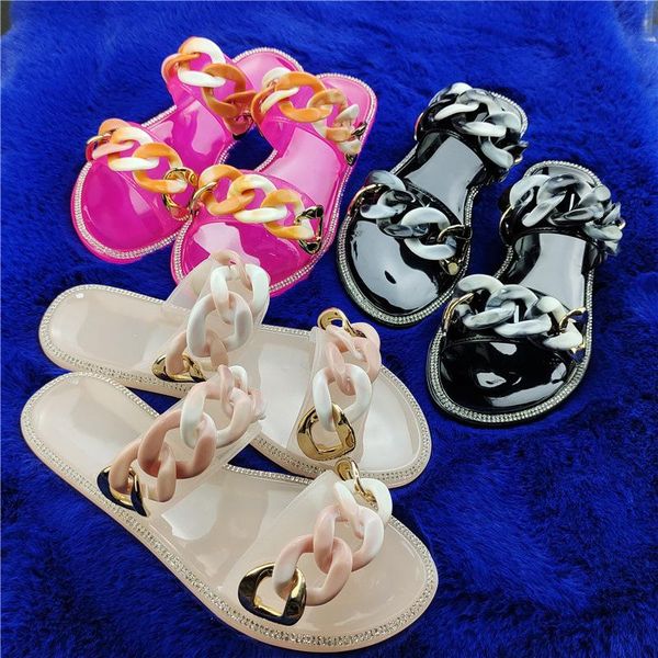 slippers summer sandals flat open toe jelly shoes outdoor casual fashion chain decoration plus size, Black
slippers summer sandals flat open toe jelly shoes outdoor casual fashion chain decoration plus size, Black