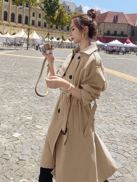 women's trench coats dmlfzmy 2021 style for autumn and winter korean version of the british long loose temperament short-height coat fe, Tan;black
women's trench coats dmlfzmy 2021 style for autumn and winter korean version of the british long loose temperament short-height coat fe, Tan;black