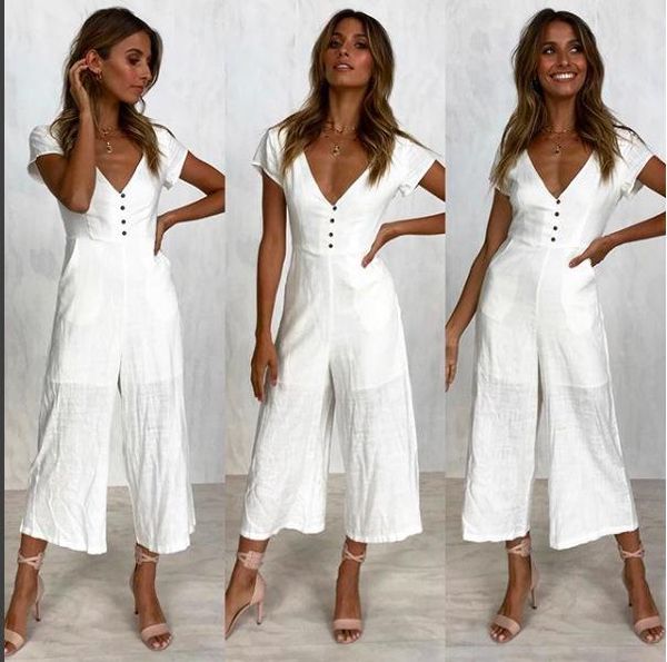 women's jumpsuits & rompers casual boot cut solid button female short sleeve calf-length pants woman holiday, Black;white
women's jumpsuits & rompers casual boot cut solid button female short sleeve calf-length pants woman holiday, Black;white