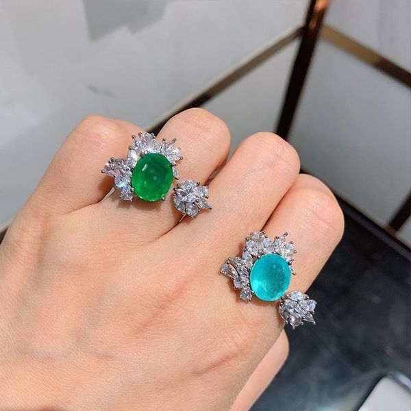 cluster rings women's shining exquisite jewelry emerald sea water sapphire ring caibao banquet engagement anniversary for women, Golden;silver
cluster rings women's shining exquisite jewelry emerald sea water sapphire ring caibao banquet engagement anniversary for women, Golden;silver