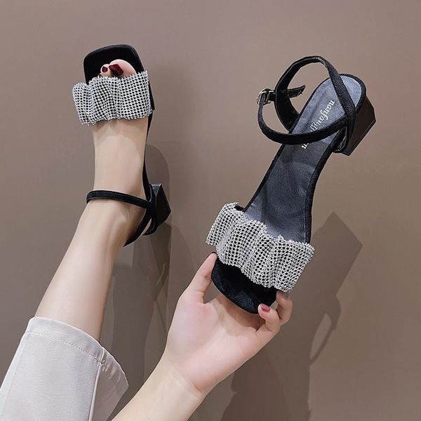 sandals 2021 fashion summer black high-heeled comfortable women's lace shoes versatile and
sandals 2021 fashion summer black high-heeled comfortable women's lace shoes versatile and