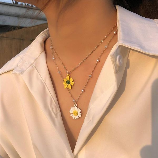 chains korean fashion cute daisy pendants necklace for women boho jewelry fahion fresh imitation pearl choker clavicle, Silver
chains korean fashion cute daisy pendants necklace for women boho jewelry fahion fresh imitation pearl choker clavicle, Silver