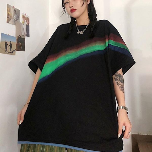 women's t-shirt rainbow japanese style short sleeve women loose korean ins harajuku fashion half t shirt oversize tees, White
women's t-shirt rainbow japanese style short sleeve women loose korean ins harajuku fashion half t shirt oversize tees, White