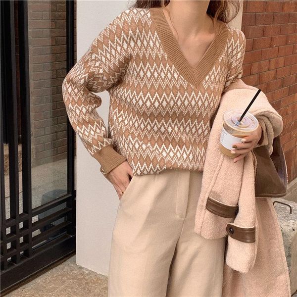 women loose leisure brief sweaters v-neck patchwork jumpers chic all match slim gentle pullovers women's, White;black
women loose leisure brief sweaters v-neck patchwork jumpers chic all match slim gentle pullovers women's, White;black
