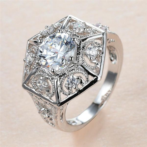 White Round Zircon Geometric Design Ring Crystal Stone Rings For Women Wedding Jewelry Vintage Fashion Silver Color Dainty, Slivery;golden
White Round Zircon Geometric Design Ring Crystal Stone Rings For Women Wedding Jewelry Vintage Fashion Silver Color Dainty, Slivery;golden