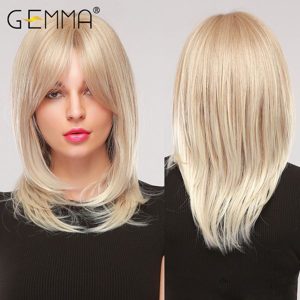 medium wavy hair natural cosplay ombre golden blonde layered synthetic wig with side bangs for women heat resistant fibre, Black
medium wavy hair natural cosplay ombre golden blonde layered synthetic wig with side bangs for women heat resistant fibre, Black