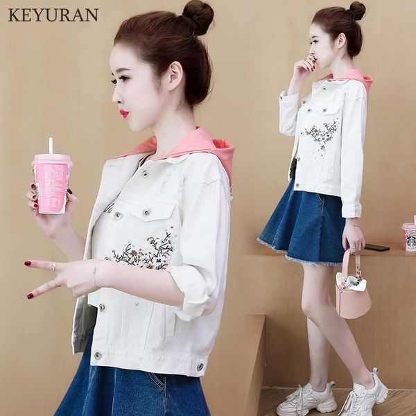 women's jackets 2021 spring women hooded denim jacket basic long sleeve fashion flower embroidery loose short coat female outerwear, Black;brown
women's jackets 2021 spring women hooded denim jacket basic long sleeve fashion flower embroidery loose short coat female outerwear, Black;brown