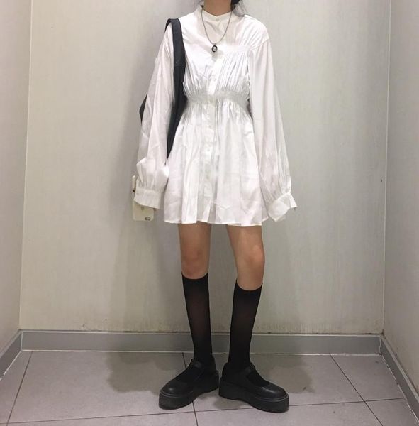 casual dresses women simple design chic black white bottoming dress long sleeve slim shirts retro waisted a line mini, Black;gray
casual dresses women simple design chic black white bottoming dress long sleeve slim shirts retro waisted a line mini, Black;gray