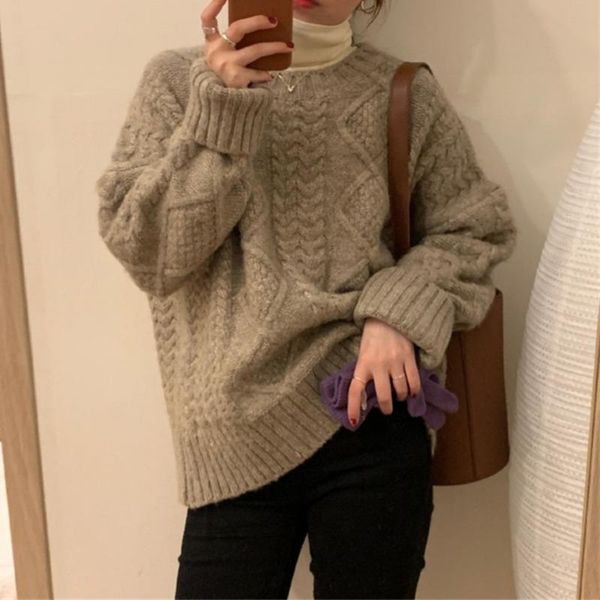 women's sweaters sweater women knitting thicken o neck long sleeve solid color casua lkorean style simplicity pullovers 2021 autumn win, White;black
women's sweaters sweater women knitting thicken o neck long sleeve solid color casua lkorean style simplicity pullovers 2021 autumn win, White;black