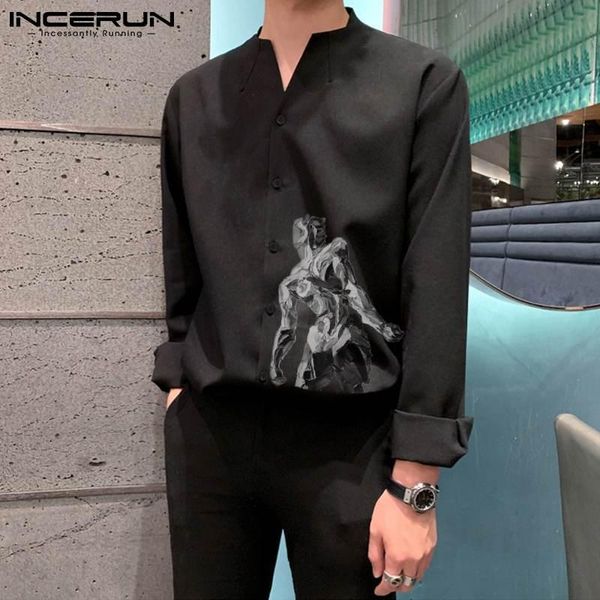 men printed shirt v neck long sleeve 2021 fashion korean shirts casual streetwear leisure camisa masculina incerun plus size 5xl men's, White;black
men printed shirt v neck long sleeve 2021 fashion korean shirts casual streetwear leisure camisa masculina incerun plus size 5xl men's, White;black