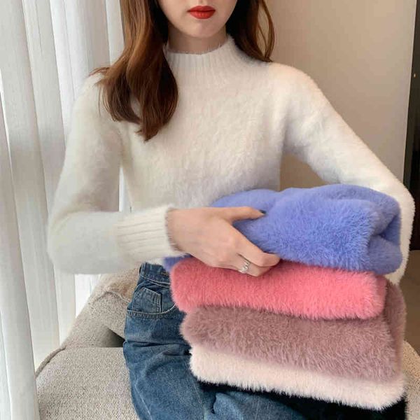 comelturtleneck warm knitted sweaters womens korean style sweet mink cashmere pullovers woman gentle casual 210515, White;black
comelturtleneck warm knitted sweaters womens korean style sweet mink cashmere pullovers woman gentle casual 210515, White;black