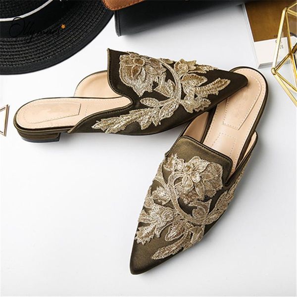 slippers ollymurs fashion spring summer shoes woman pointed toe satin embroider women mules, Black
slippers ollymurs fashion spring summer shoes woman pointed toe satin embroider women mules, Black