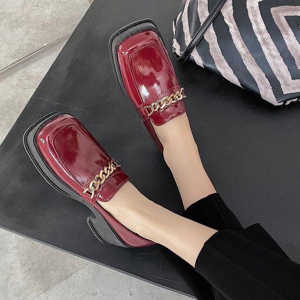 dress shoes japanese style vintage chain mary jane platform heel jk lolita women square toe loafers small leather, Black 
dress shoes japanese style vintage chain mary jane platform heel jk lolita women square toe loafers small leather, Black