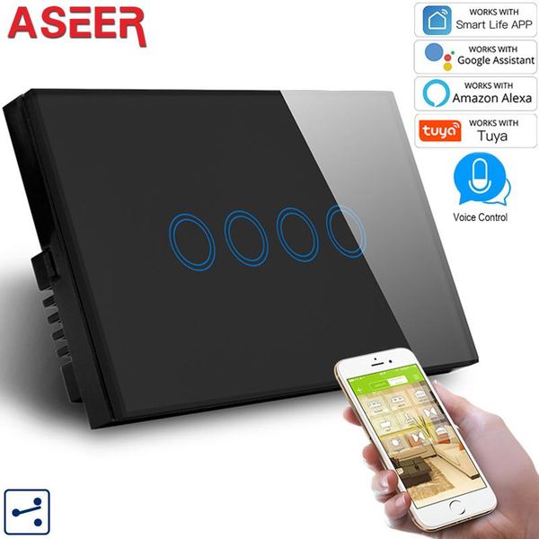 smart home control aseer,au/us 1/2/3/4gang 2 way wifi switches,ac110-240v wall light switch,smart switch,tuya/google/alexa switch
smart home control aseer,au/us 1/2/3/4gang 2 way wifi switches,ac110-240v wall light switch,smart switch,tuya/google/alexa switch