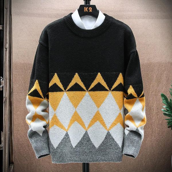 men's sweaters 2021 round neck sweater youth autumn fashion trendy long-sleeve diamond color matching, White;black
men's sweaters 2021 round neck sweater youth autumn fashion trendy long-sleeve diamond color matching, White;black