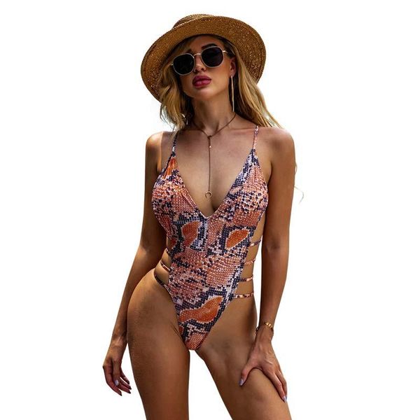 women's swimwear one piece swimsuit for women 2021 summer snakeskin printed backless bikini feminino push up beach, White;black
women's swimwear one piece swimsuit for women 2021 summer snakeskin printed backless bikini feminino push up beach, White;black