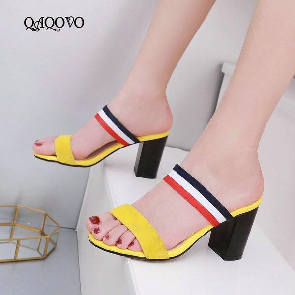 women summer high heels sandals square heel ladies shoes slip on mixed colors party slipper yellow black orange
women summer high heels sandals square heel ladies shoes slip on mixed colors party slipper yellow black orange
