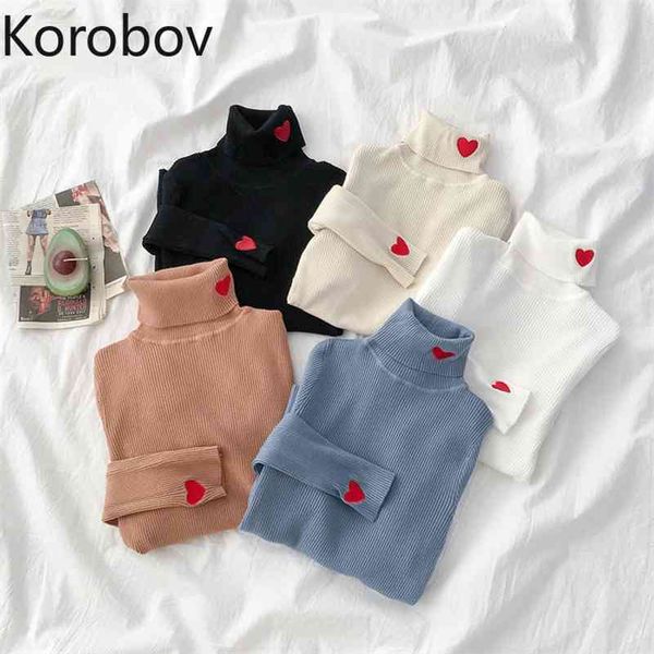 korobov korean vintage long sleeve women sweaters office lady turtleneck sueter mujer elegant love embroidery female pullovers 210430, White;black
korobov korean vintage long sleeve women sweaters office lady turtleneck sueter mujer elegant love embroidery female pullovers 210430, White;black