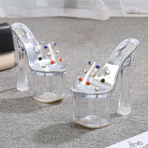 dress shoes summer women 18cm ultra high heel pvc transparent sandals waterproof thick crystal pumps colorful rhinestone party, Black
dress shoes summer women 18cm ultra high heel pvc transparent sandals waterproof thick crystal pumps colorful rhinestone party, Black