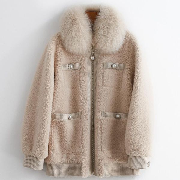 women's fur & faux shearing coat sheep clothes 2021 korean 100% wool jacket women real collar manteau femme y19f241087yy1929, Black
women's fur & faux shearing coat sheep clothes 2021 korean 100% wool jacket women real collar manteau femme y19f241087yy1929, Black