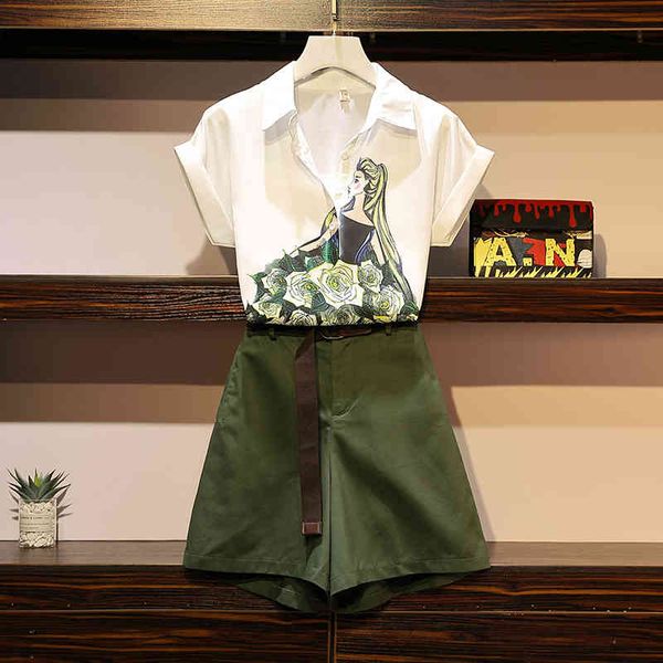 summer women plus size 2-pieces sets short sleeve flower print chiffon shirt+sashes shorts cute mini pant set vintage suit 210416, White
summer women plus size 2-pieces sets short sleeve flower print chiffon shirt+sashes shorts cute mini pant set vintage suit 210416, White