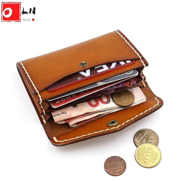 card holders oln luxury leather coin purse for women vintage design small holder men vegetable tanned short wallet, Brown;gray
card holders oln luxury leather coin purse for women vintage design small holder men vegetable tanned short wallet, Brown;gray