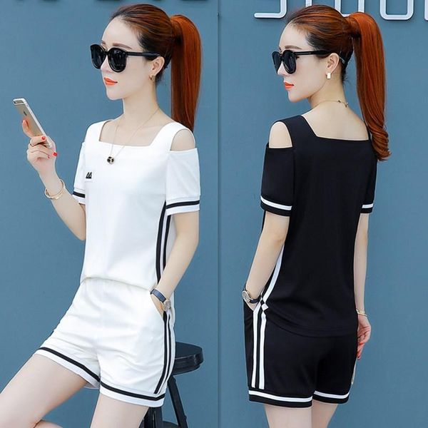 women's tracksuits 2021 summer korean off-the-shoulder t-shirt + sports shorts suit fashion two-piece sets clothing, Gray
women's tracksuits 2021 summer korean off-the-shoulder t-shirt + sports shorts suit fashion two-piece sets clothing, Gray
