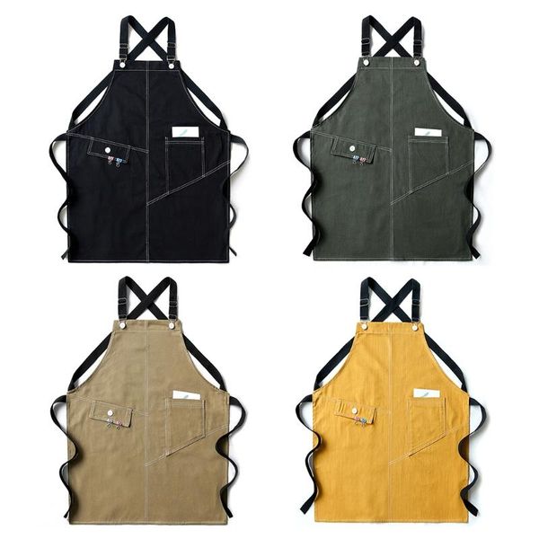 aprons solid color denim apron with pocket cross back adjustable buckle kitchen bib
aprons solid color denim apron with pocket cross back adjustable buckle kitchen bib