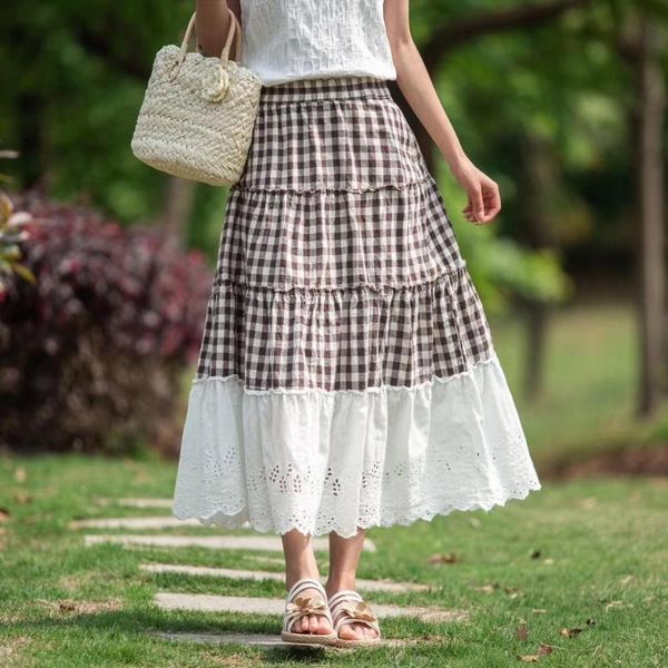 skirts 2021 summer elastic waist plaid stitching hollow lace loose casual skirt women 3547, Black
skirts 2021 summer elastic waist plaid stitching hollow lace loose casual skirt women 3547, Black