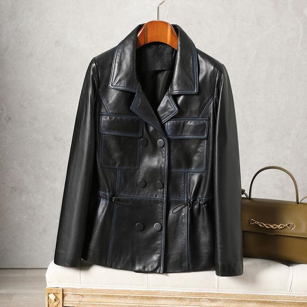 women's leather & faux shzq clothes spring and autumn little sheep jacket 2021 drawstring motorcycle single pack fas, Black
women's leather & faux shzq clothes spring and autumn little sheep jacket 2021 drawstring motorcycle single pack fas, Black