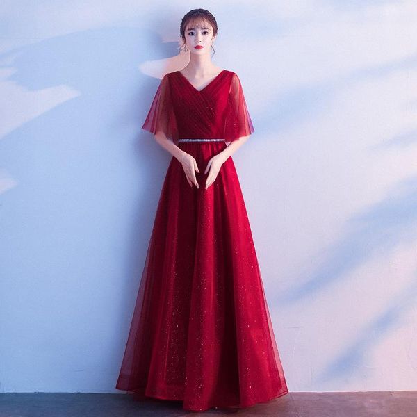 ethnic clothing mesh pleated wedding party dress gown perspective flare sleeve qipao sequins rhinstone sashes cheongsam v-neck vestidos, Red
ethnic clothing mesh pleated wedding party dress gown perspective flare sleeve qipao sequins rhinstone sashes cheongsam v-neck vestidos, Red