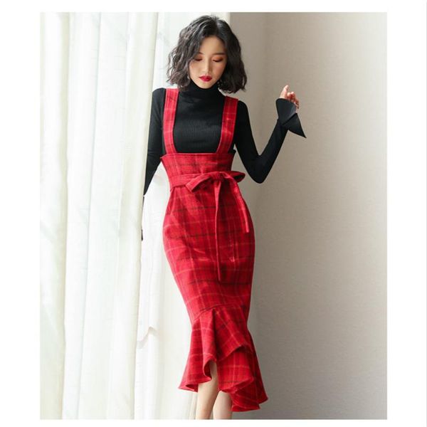 casual dresses two piece set women clothes 2021 elegant korean black knit womens trumpet long bandage red dress women's lw085, Black;gray
casual dresses two piece set women clothes 2021 elegant korean black knit womens trumpet long bandage red dress women's lw085, Black;gray