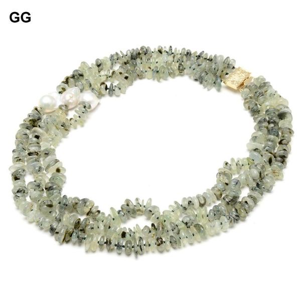 guaiguai jewelry 3 strands 21''-23" natural green prehnite white keshi pearl necklace for women chains, Silver
guaiguai jewelry 3 strands 21''-23" natural green prehnite white keshi pearl necklace for women chains, Silver