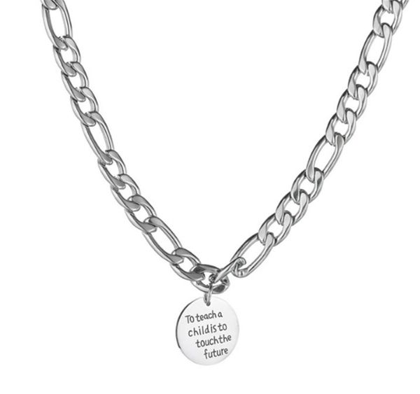 pendant necklaces 316l stainless steel simple hip hop thick chain english letter round brand necklace, Silver
pendant necklaces 316l stainless steel simple hip hop thick chain english letter round brand necklace, Silver