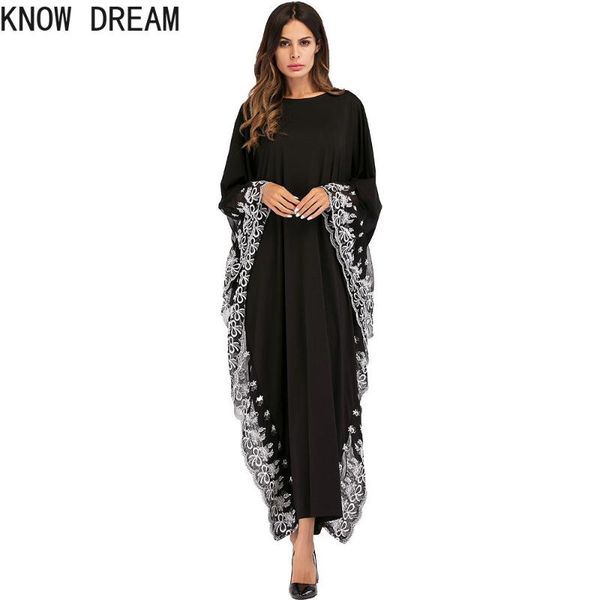 casual dresses know dream muslim women lace trim bat sleeve robe plus size ladies dress for party, Black;gray
casual dresses know dream muslim women lace trim bat sleeve robe plus size ladies dress for party, Black;gray