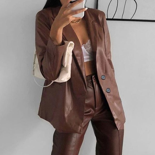 women's suits & blazers ins trendy fashion street shooting brown small suit loose lapel button leather coat, White;black
women's suits & blazers ins trendy fashion street shooting brown small suit loose lapel button leather coat, White;black