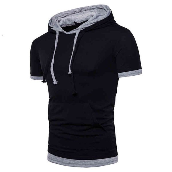 men's hoodies & sweatshirts designer men fake two piece solid color mens hooded casual short sleeve slim homme clothes 8863, Black
men's hoodies & sweatshirts designer men fake two piece solid color mens hooded casual short sleeve slim homme clothes 8863, Black