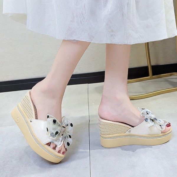 slippers platform wedge sandals women bow height increase shoes summer casual open toe thick sole slides mujer, Black
slippers platform wedge sandals women bow height increase shoes summer casual open toe thick sole slides mujer, Black