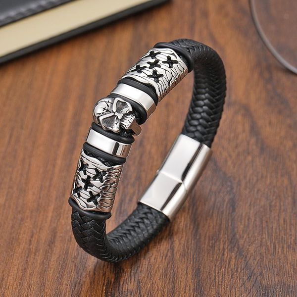charm bracelets 2021 fashion 316l stainless steel magnetic ghost bracelet leather real woven punk rock jewelry accessories, Golden;silver
charm bracelets 2021 fashion 316l stainless steel magnetic ghost bracelet leather real woven punk rock jewelry accessories, Golden;silver