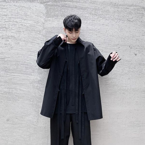 male japan korea style streetwear fashion loose black white shirt men lace-up long sleeve casual men's shirts, White;black
male japan korea style streetwear fashion loose black white shirt men lace-up long sleeve casual men's shirts, White;black