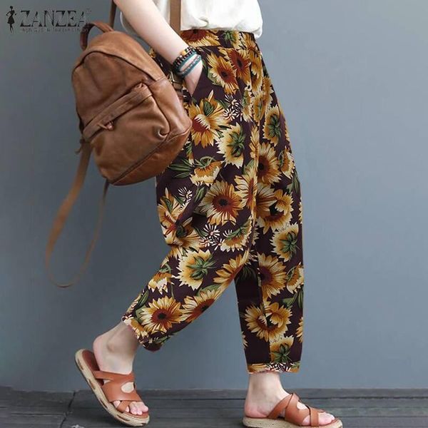 women's pants & capris zanzea women cotton linen vintage sunflower printed harem autumn trousers elastic waist turnip streetwear pantal, Black;white
women's pants & capris zanzea women cotton linen vintage sunflower printed harem autumn trousers elastic waist turnip streetwear pantal, Black;white