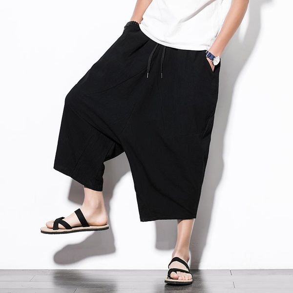 men's pants summer men streetwear man's flax wide leg joggers loose male hip hop trousers casual harem clothing, Black
men's pants summer men streetwear man's flax wide leg joggers loose male hip hop trousers casual harem clothing, Black