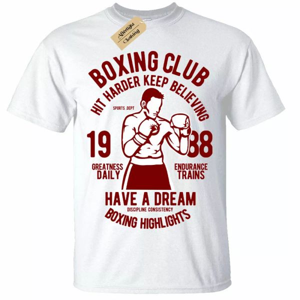 boxing club shirt man boxers gym training, White;black
boxing club shirt man boxers gym training, White;black