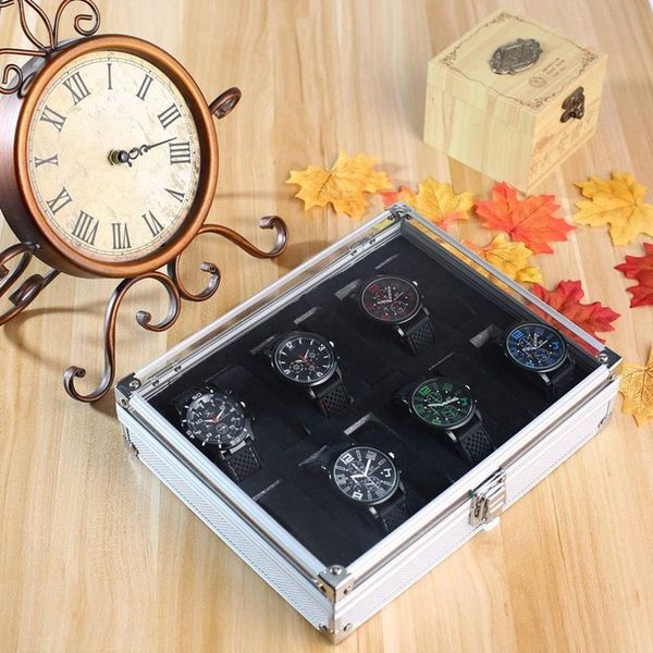 watch boxes & cases 12 grid aluminium storage case bracelet organiser display box pillow holder, Black;blue
watch boxes & cases 12 grid aluminium storage case bracelet organiser display box pillow holder, Black;blue